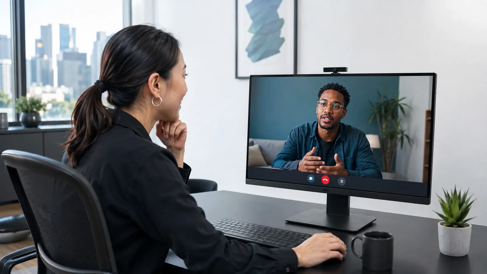 AI Creators team members meeting with an AI creator by video call